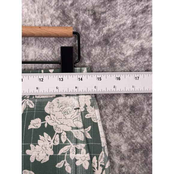 WILDFANG Pants 0 Womens The Essential Trouser Green Floral Plaid - Picture 3 of 7